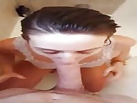 Home movie blowjob in the shower