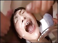 Asian maid loves loads of cum in her face