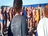 Group sex at the nude beach
