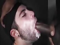 Guy with huge dick cumming in a mouth