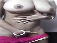 Big tits teen finger fucks herself fiercely on cam