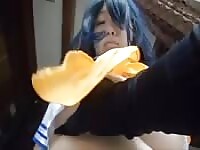 Naughty Japanese chick teasing on camera