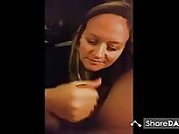 Cell phone video girl strokes & sucks hubby's cock
