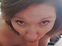 Real Wife blowjob and cum swallow